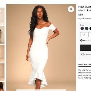 Lulu's How Much I Care Off-the-Shoulder Midi Bodycon Bridal Dress+Trumpet Skirt